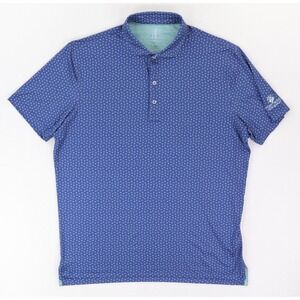 johnnie-O Featherweight Performance Polo Shirt Mens Large Blue Geometric Print